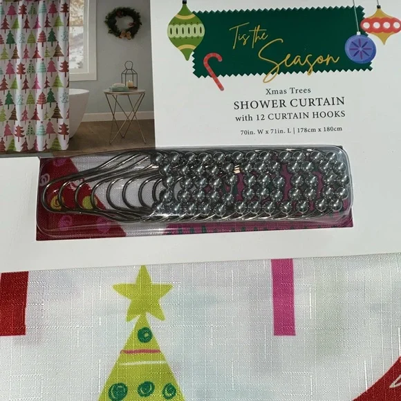 NEW whimsical shower curtain w/ hooks - Picture 3 of 9